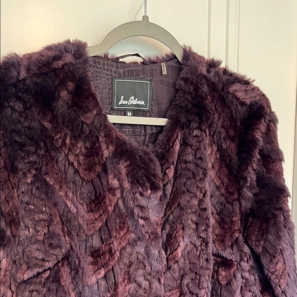 Sam Edelman Faux Fur Jacket in Rich Burgundy - Picture 2 of 5
